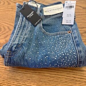 Abercrombie & Fitch Women's Rhinestone 90s Straight Jeans